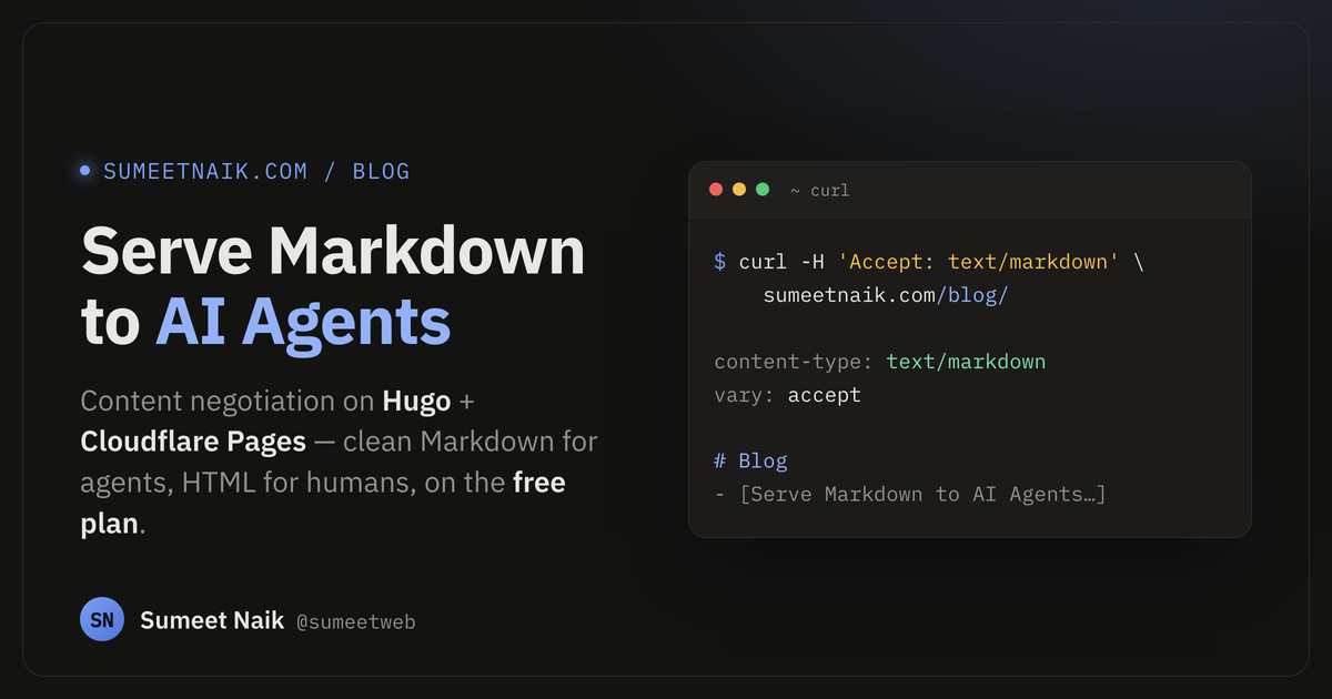 Serve Markdown to AI Agents from Hugo on Cloudflare Pages (Free Plan)
